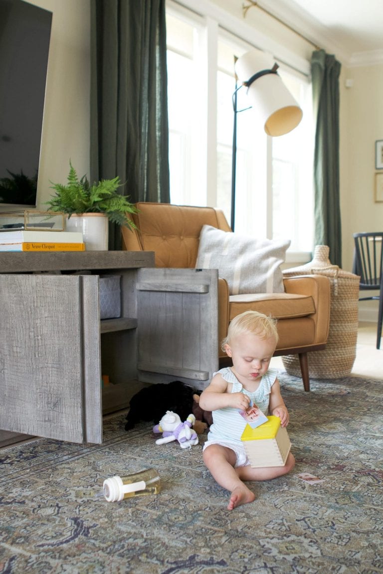 Rory playing with her toys