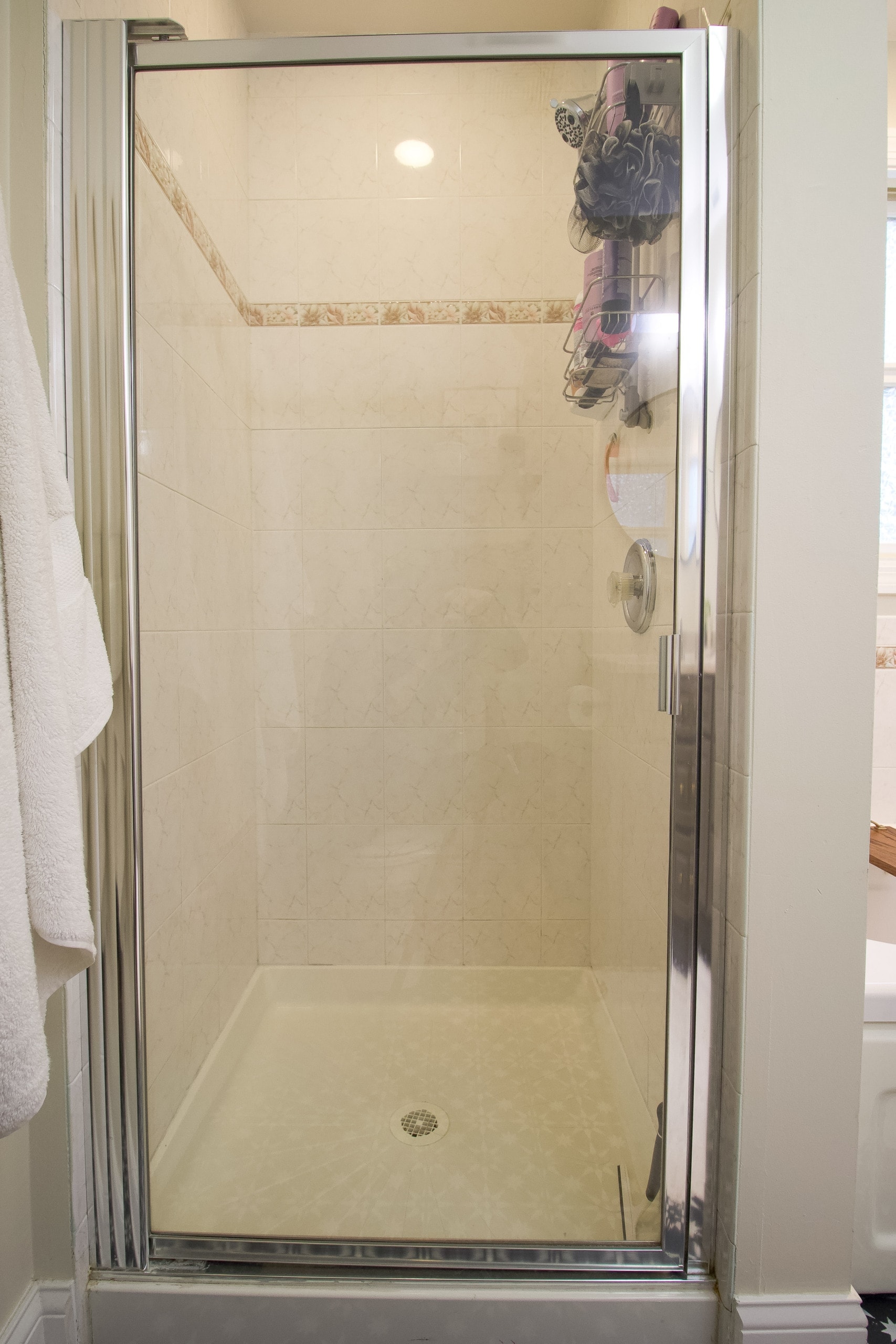 Our old small shower in the bathroom