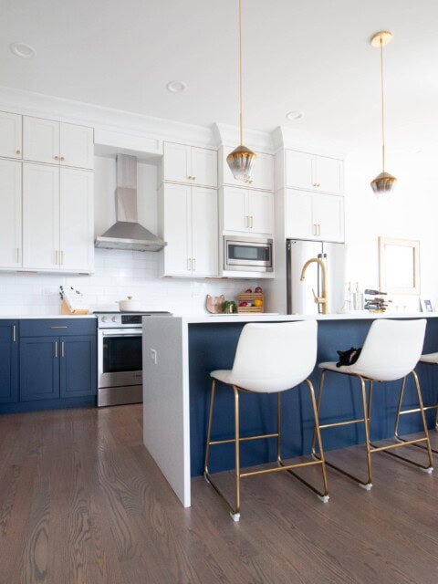 water fall kitchen island counters