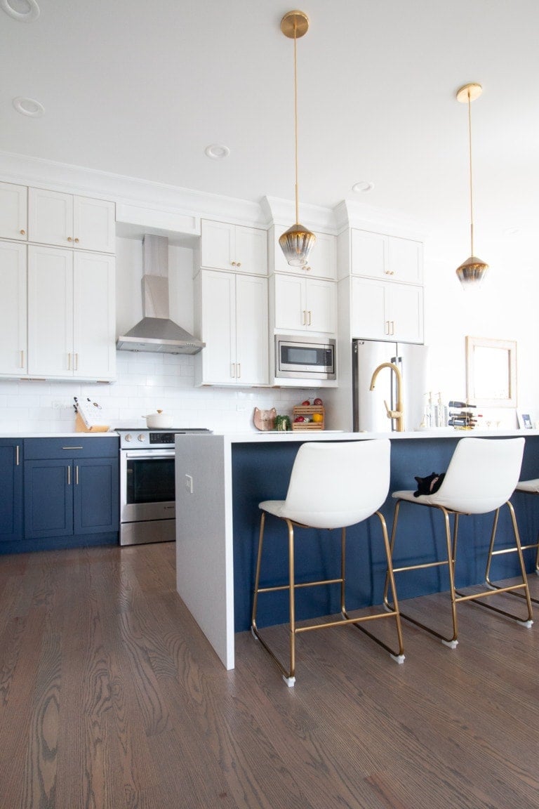 water fall kitchen island counters