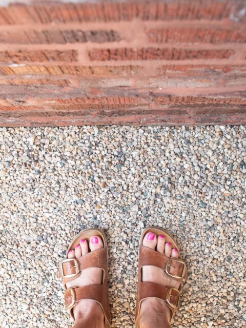 The pea gravel on the side of our house