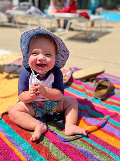 Ellis at the pool