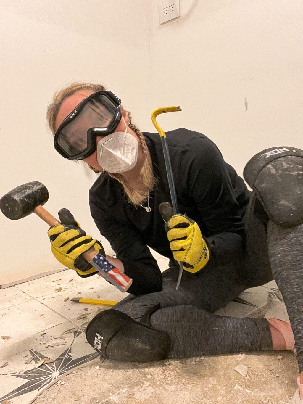 What to wear to remove floor tile