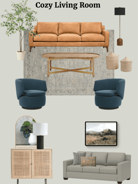 My design plan for a long and narrow living room layout