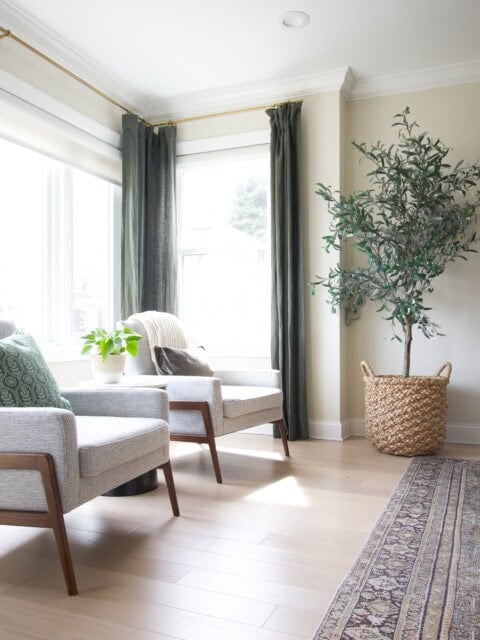 Our cozy organic modern living room