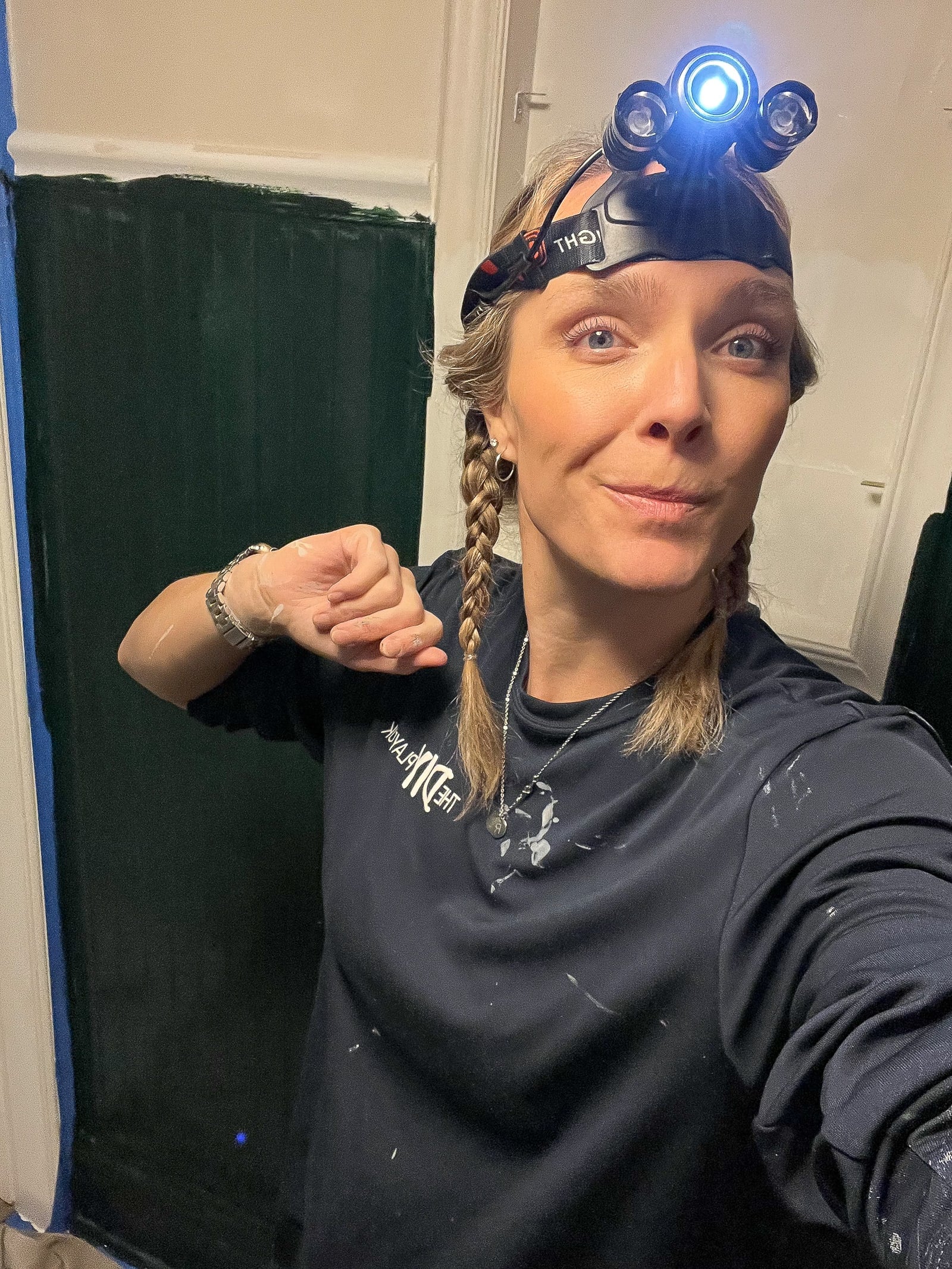 using my headlamp when painting