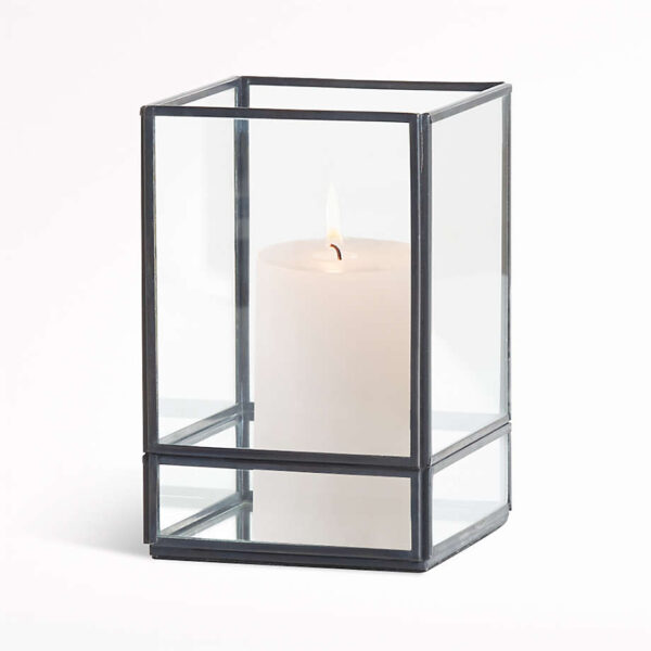 black square hurricane candle holder