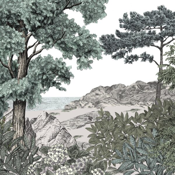 forest mural wallpaper in the basement