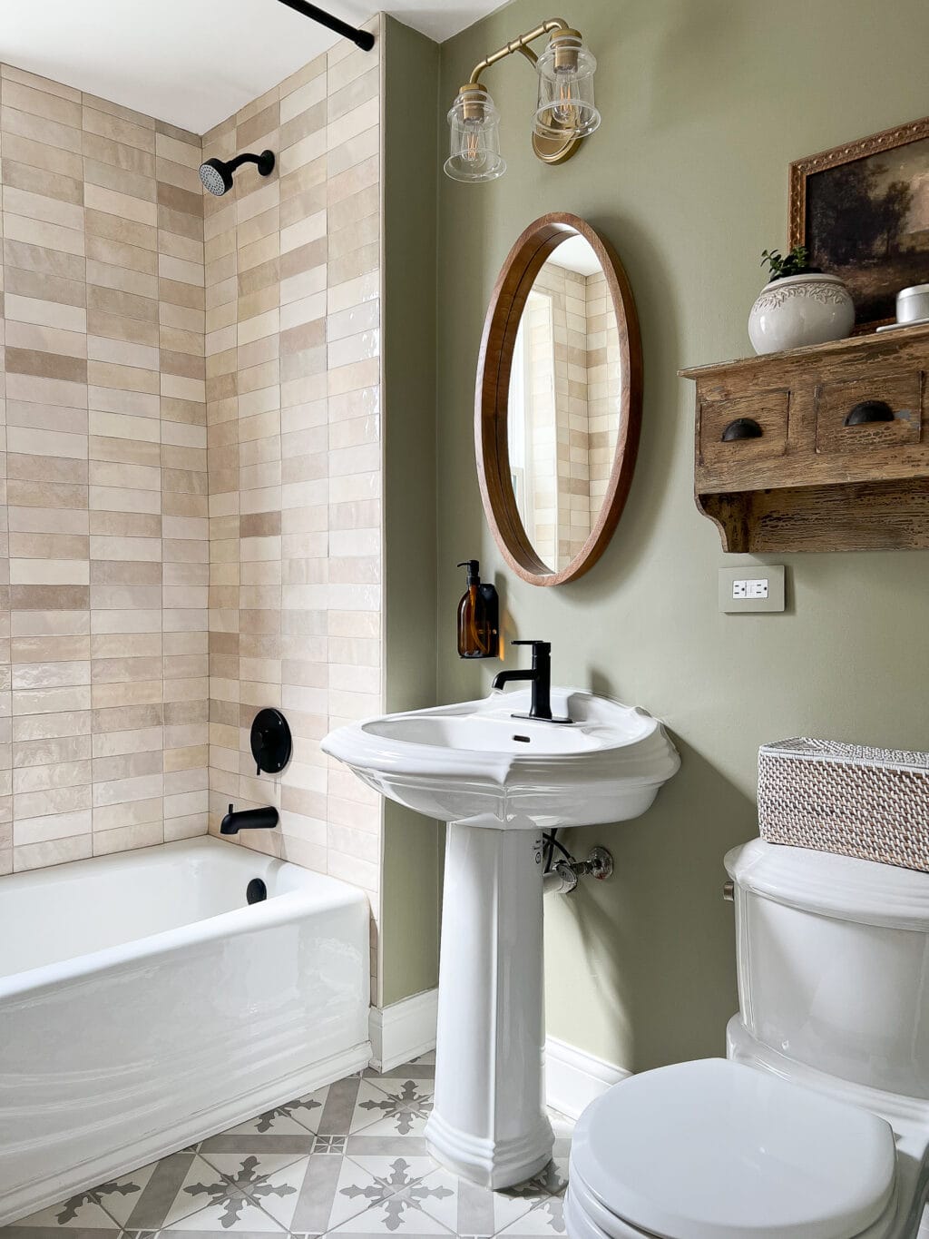 The decor on our first-floor bathroom