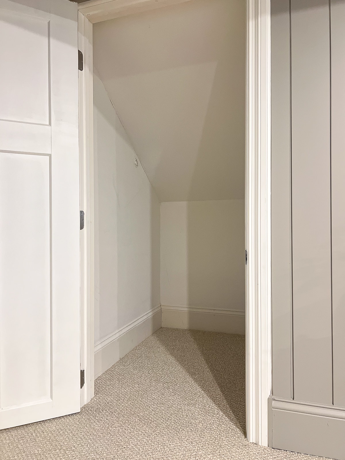 Clearing out the closet to make a cool under the stairs playroom