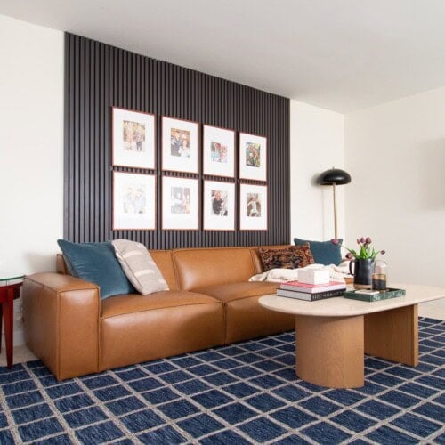 Adding wooden slat wall panels to a blank space