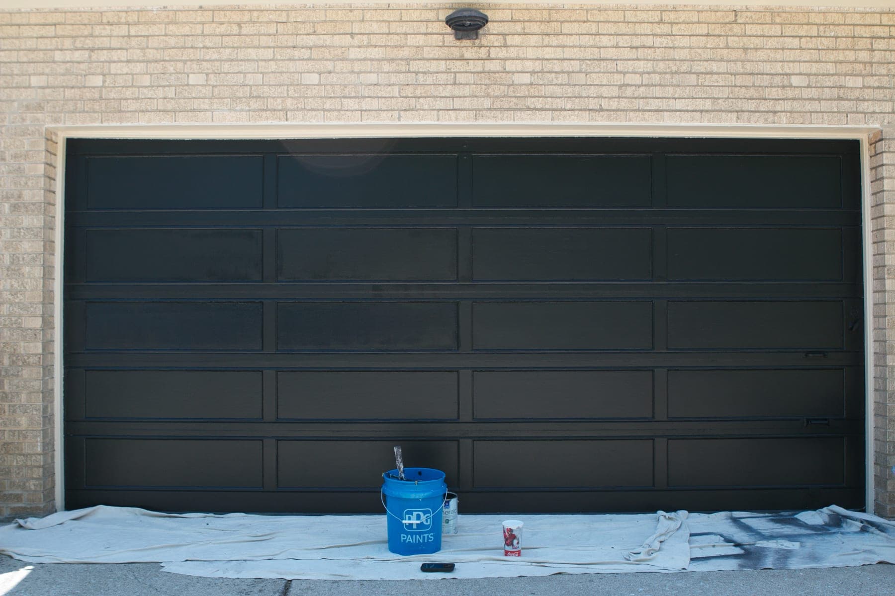 Painting a garage door black
