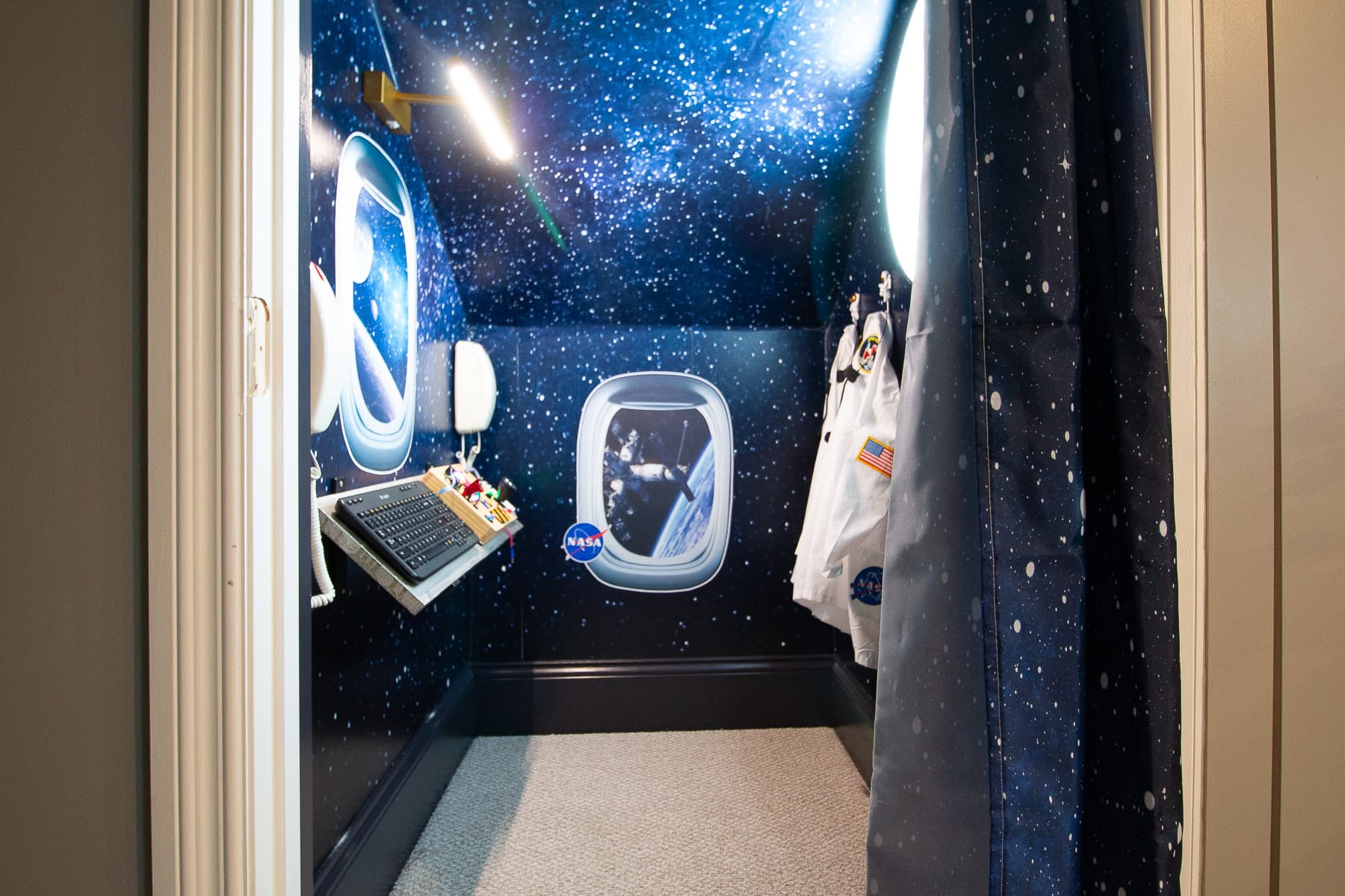Our outer space play room under the stairs
