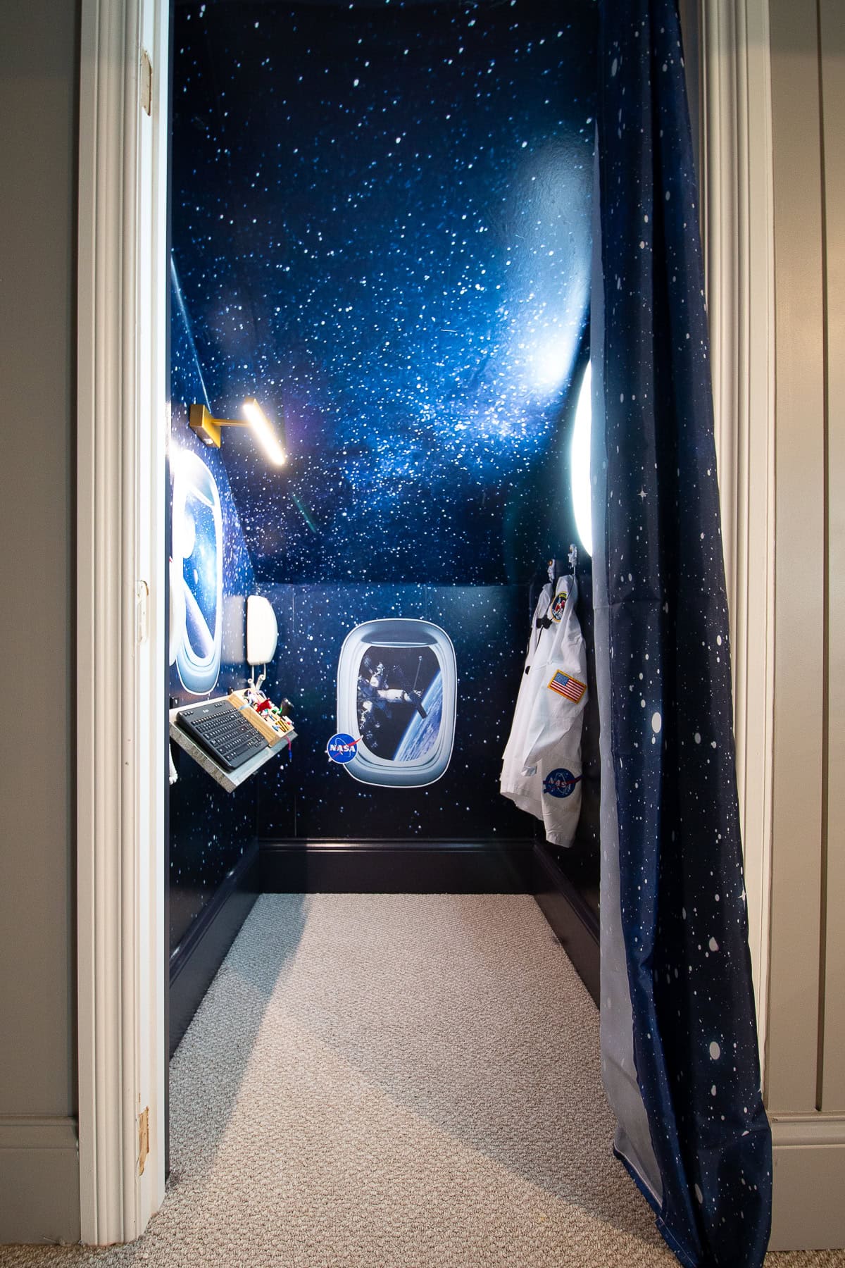 Our new rocket ship playroom closet