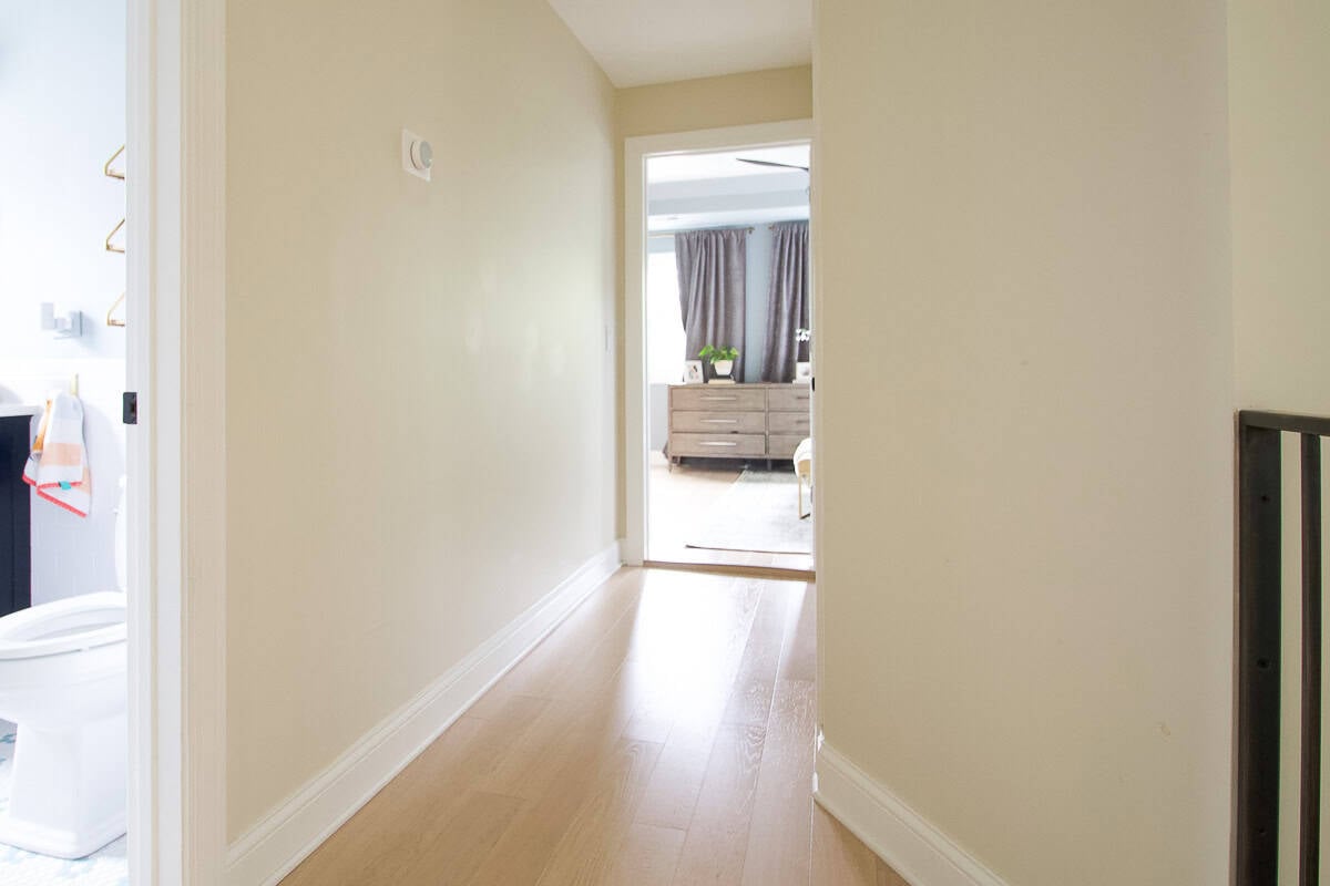 An empty space in our hallway leading to our bedroom
