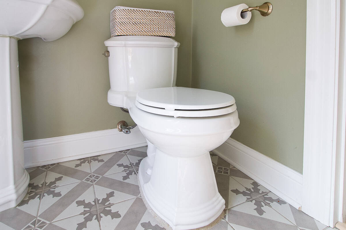 Our new toilet seat in our bathroom
