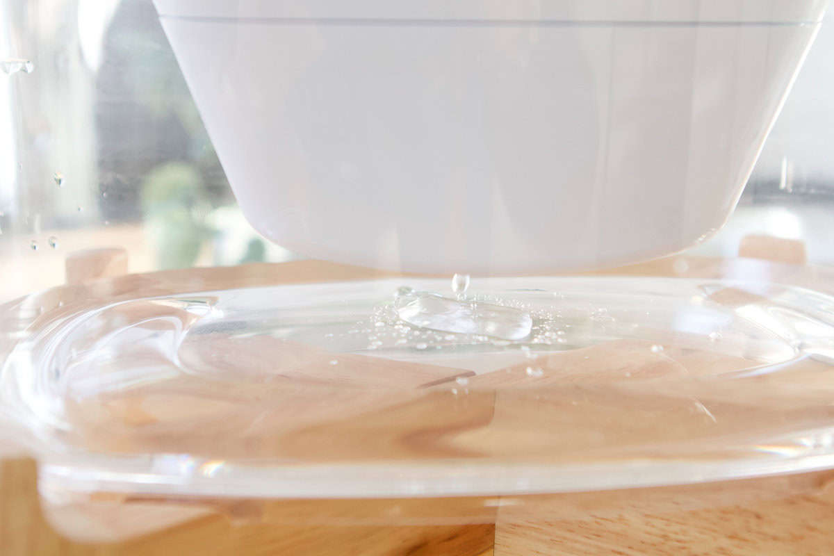 Clear water coming out of the dispenser