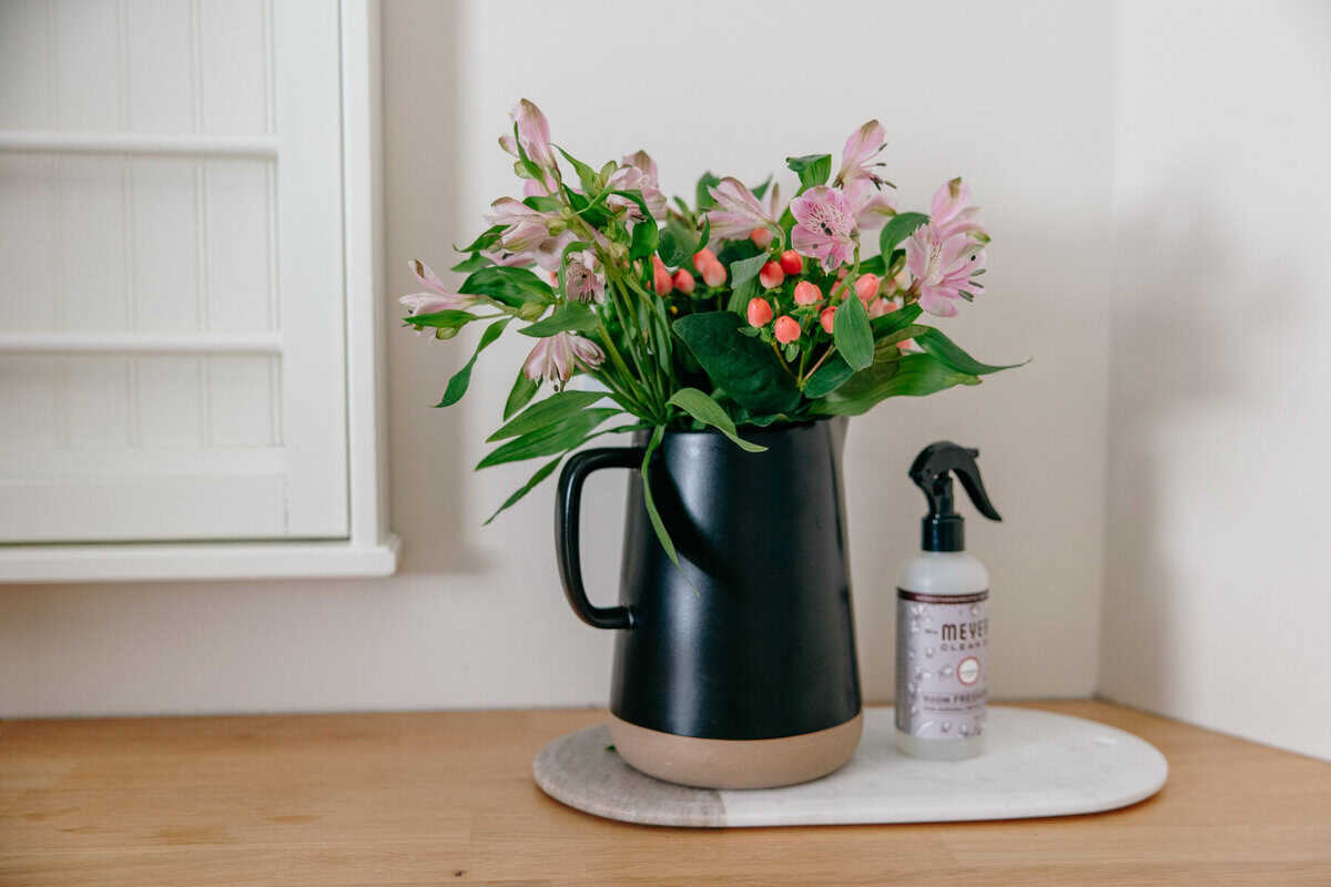 flowers in the laundry room